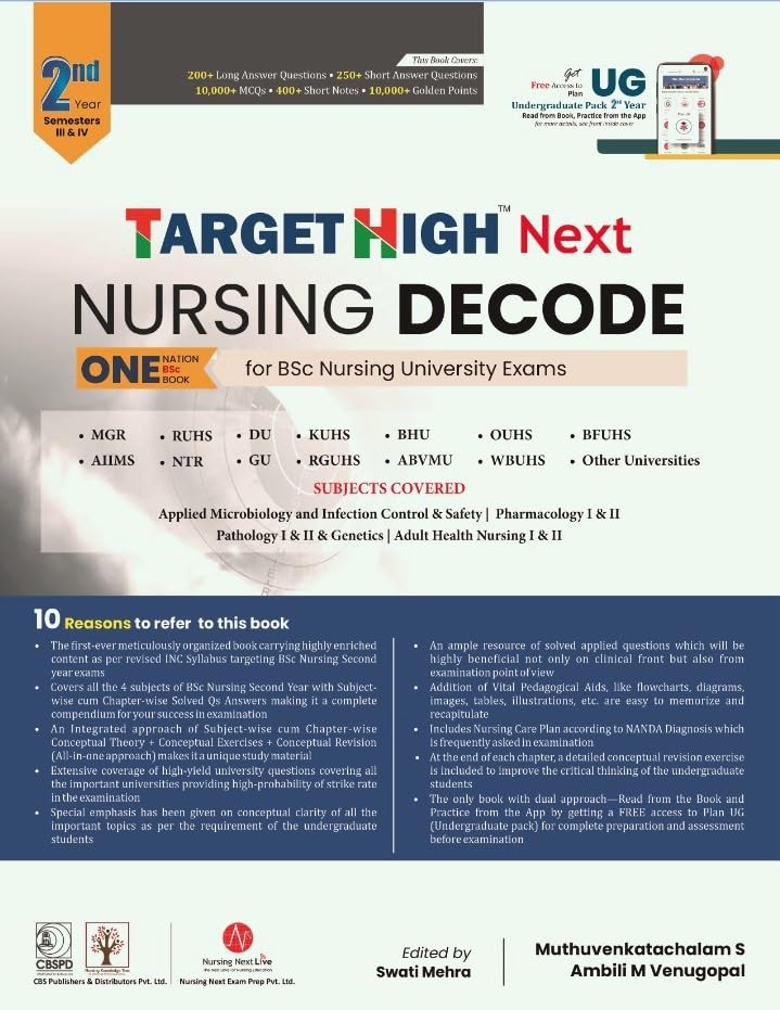 Target High Next Nursing Decode One Nation Bsc Book For Bsc Nursing University Exams 2Nd Year Semester Iii & Iv Year (Pb 2024)