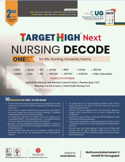 Target High Next Nursing Decode One Nation Bsc Book For Bsc Nursing University Exams 2Nd Year Semester Iii & Iv Year (Pb 2024)