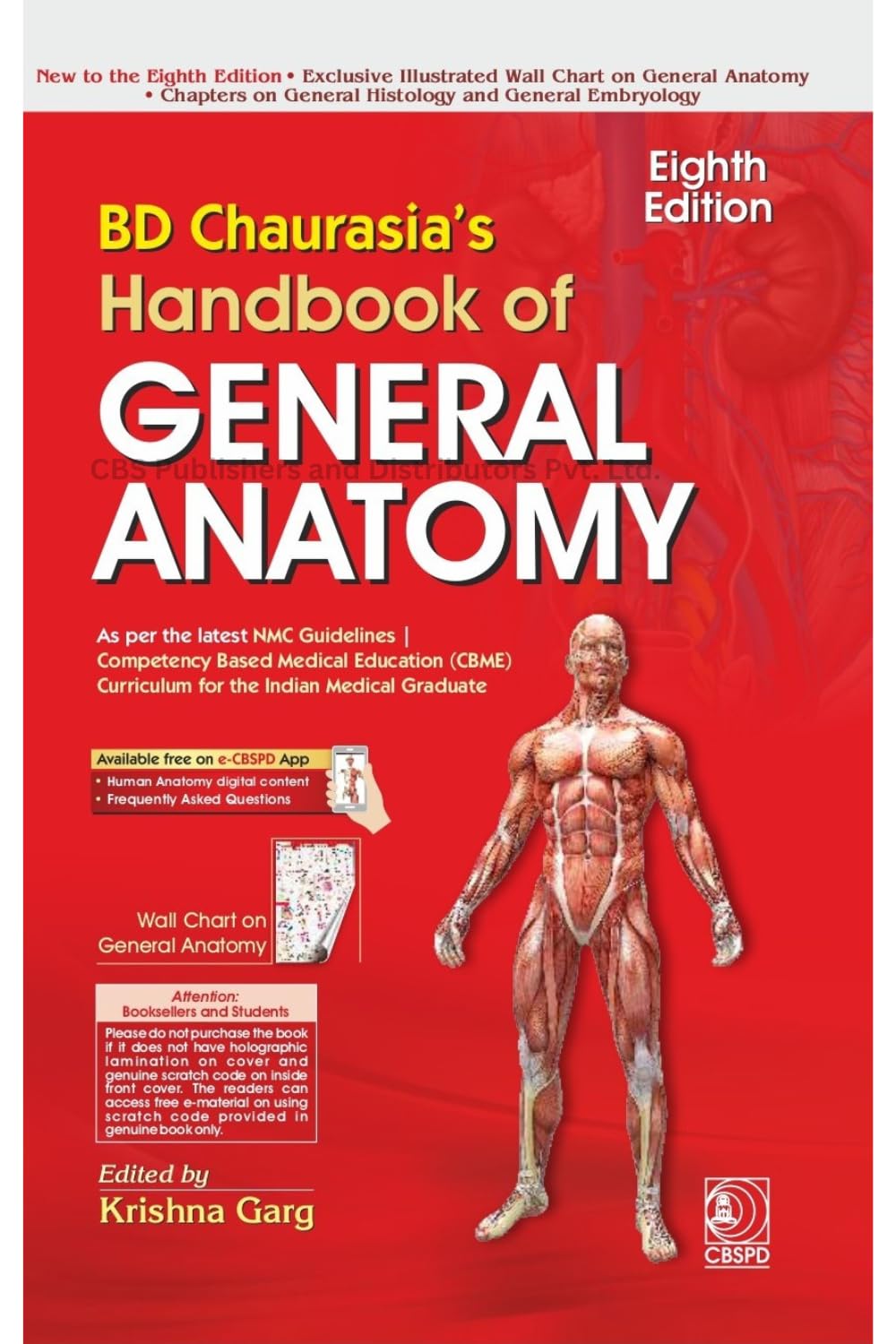 BD CHAURASIAS HANDBOOK OF GENERAL ANATOMY 8TH/2027-KRISHNA GARG