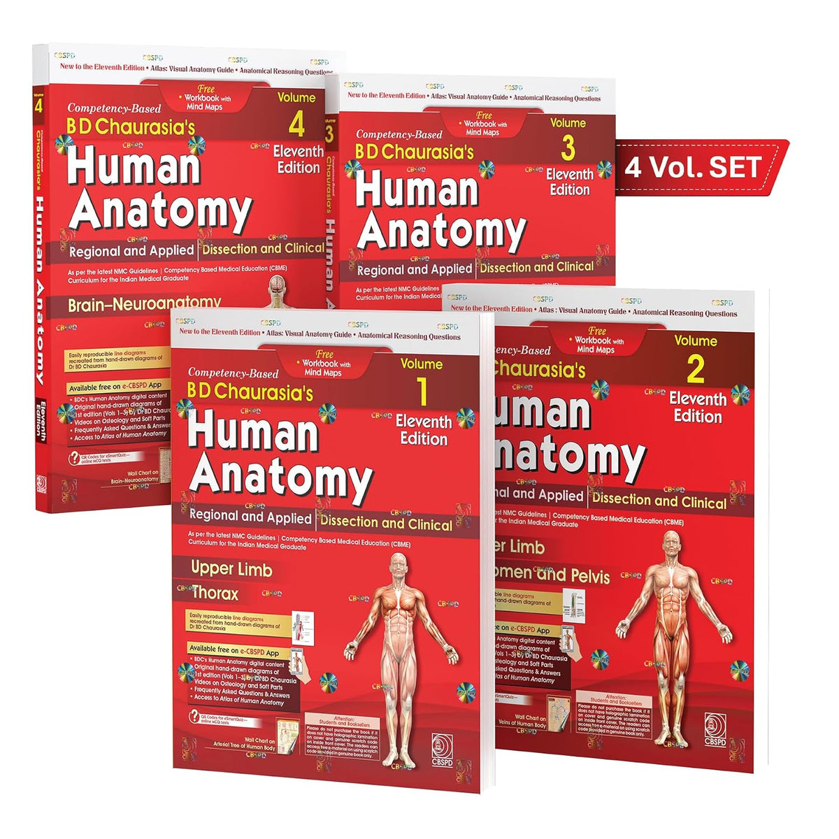 BD CHAURASIAS HUMAN ANATOMY 4 VOUME SET 11TH/2027 - KRISHNA GARG