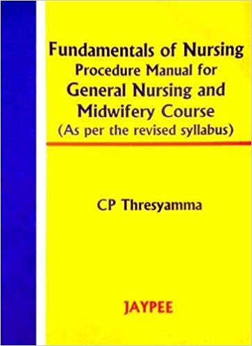 FUNDAMENTALS OF NURSING PROCEDURE MANUAL FOR GEN. NURS.& MIDWIFERY COURSE (REV.SYLLABUS) 1ST/2011 - CP THRESYAMMA