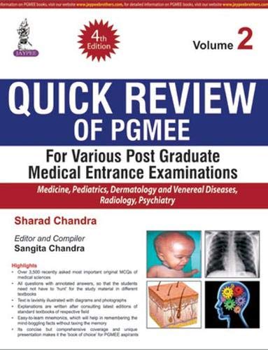 QUICK REVIEW OF PGMEE VOL.2 FOR VARIOUS P.G. MEDICAL ENTRANCE EXAMINATIONS 4TH/2016 - SHARAD CHANDRA