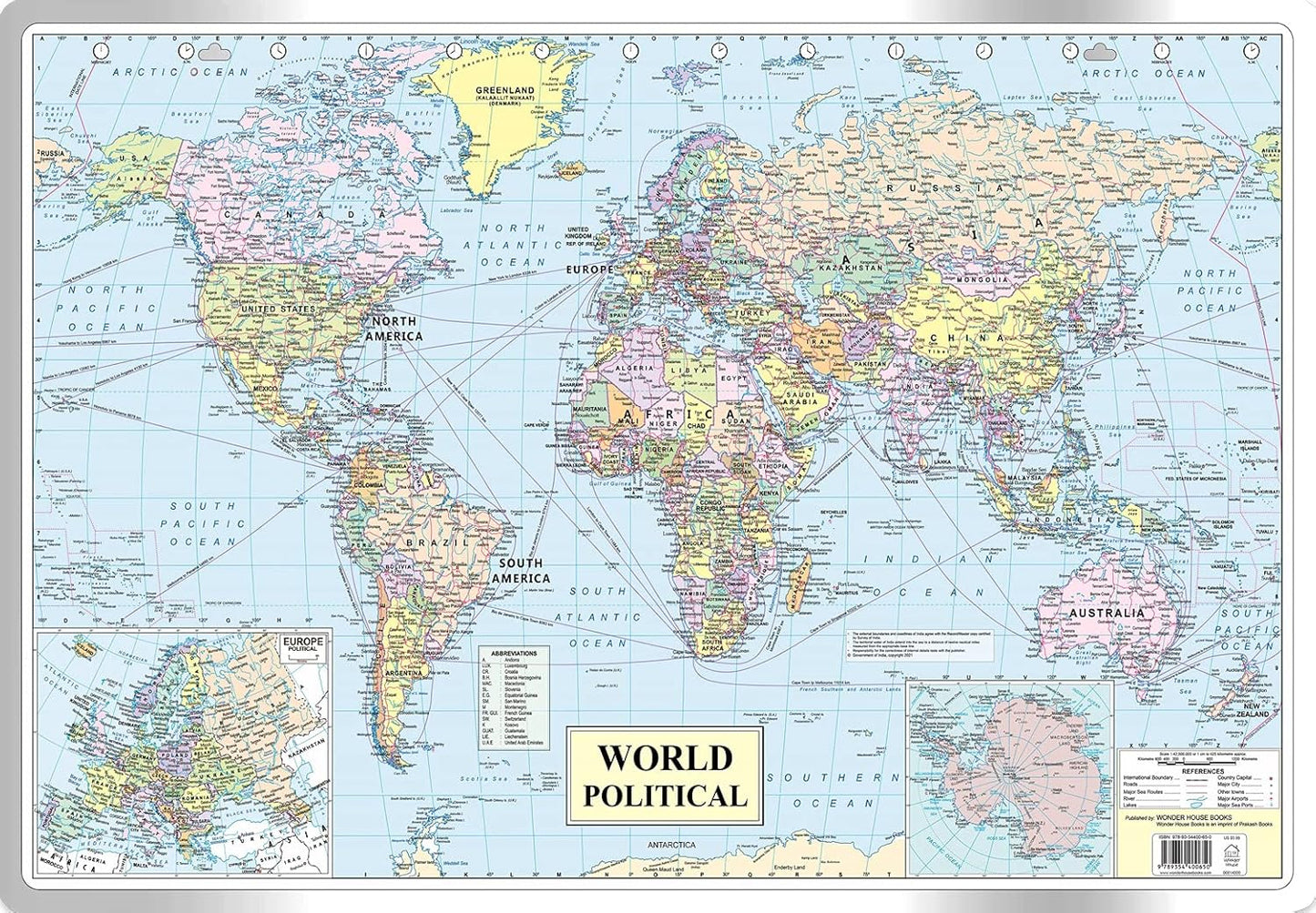 WORLD POLITICAL MAP : MAP FOR STUDENTS (30 INCHES X 20 INCHES) -  BOOKS
