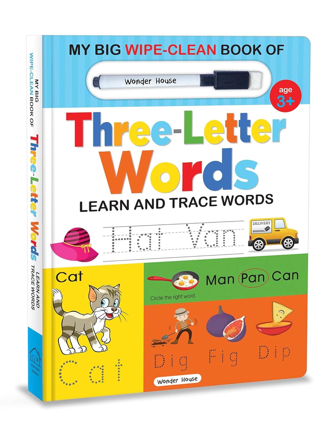 MY BIG WIPE AND CLEAN BOOK OF THREE LETTER WORDS FOR KIDS : LEARN AND TRACE WORDS -  BOOKS