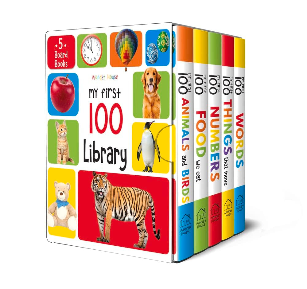 MY FIRST 100 LIBRARY: BOXSET OF 5 EARLY LEARNING BOARD BOOKS FOR KIDS/CHILDREN (HOMESCHOOL | PRESCHO -  BOOKS