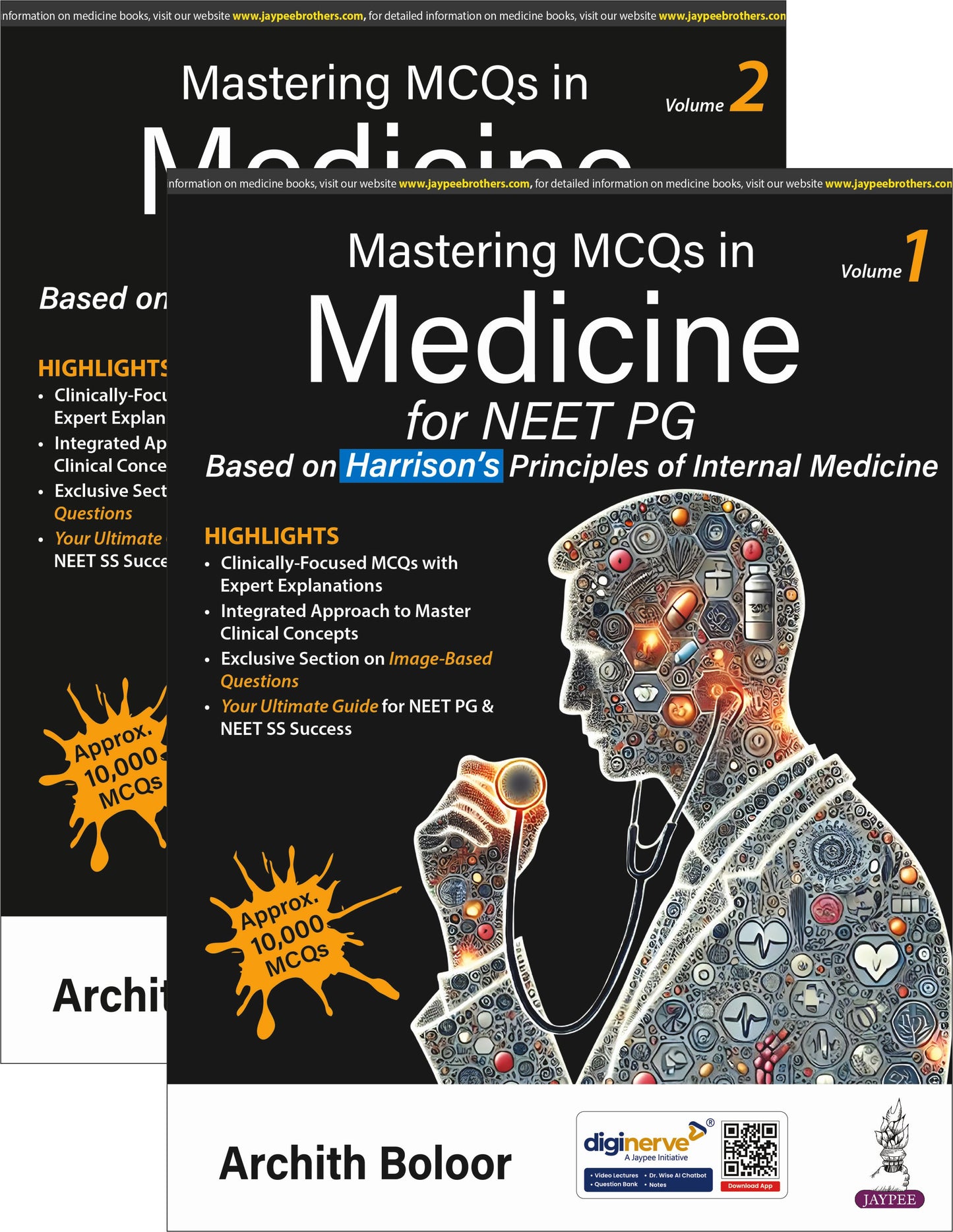 Mastering MCQs in Medicine for Neet PG 1st/2025 (2 Vols)