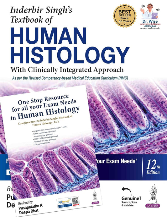 INDERBIR SINGHS TEXTBOOK OF HUMAN HISTOLOGY WITH CLINICAL INTEGRATED APPROACH 12TH/2026- PUSHPALATA