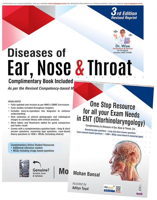 DISEASES OF EAR, NOSE & THROAT WITH ONE STOP RESOURCE FOR ALL YOUR EXAM NEEDS IN ENT (OTORHINOLARYN) 3RD/2026 - MOHAN BANSAL