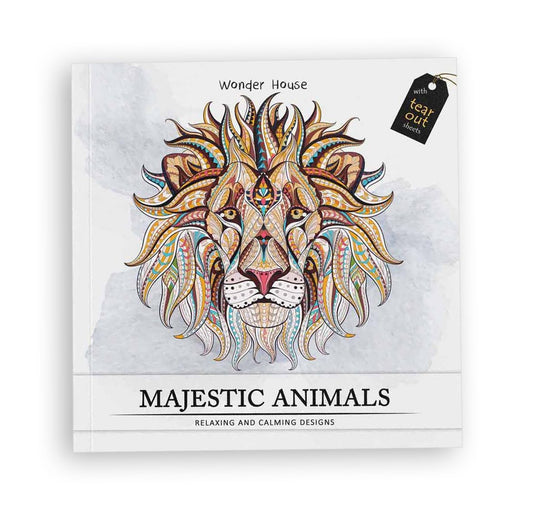 MAJESTIC ANIMALS: COLOURING BOOKS FOR ADULTS WITH TEAR OUT SHEETS -  BOOKS