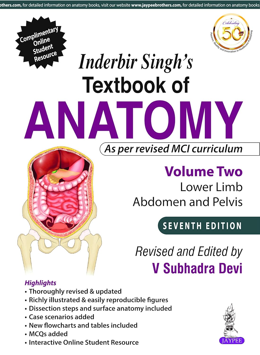 INDERBIR SINGH’S TEXTBOOK OF ANATOMY (VOLUME 2: LOWER LIMB, ABDOMEN AND PELVIS) 7TH/2022 - V SUBHADRA DEVI