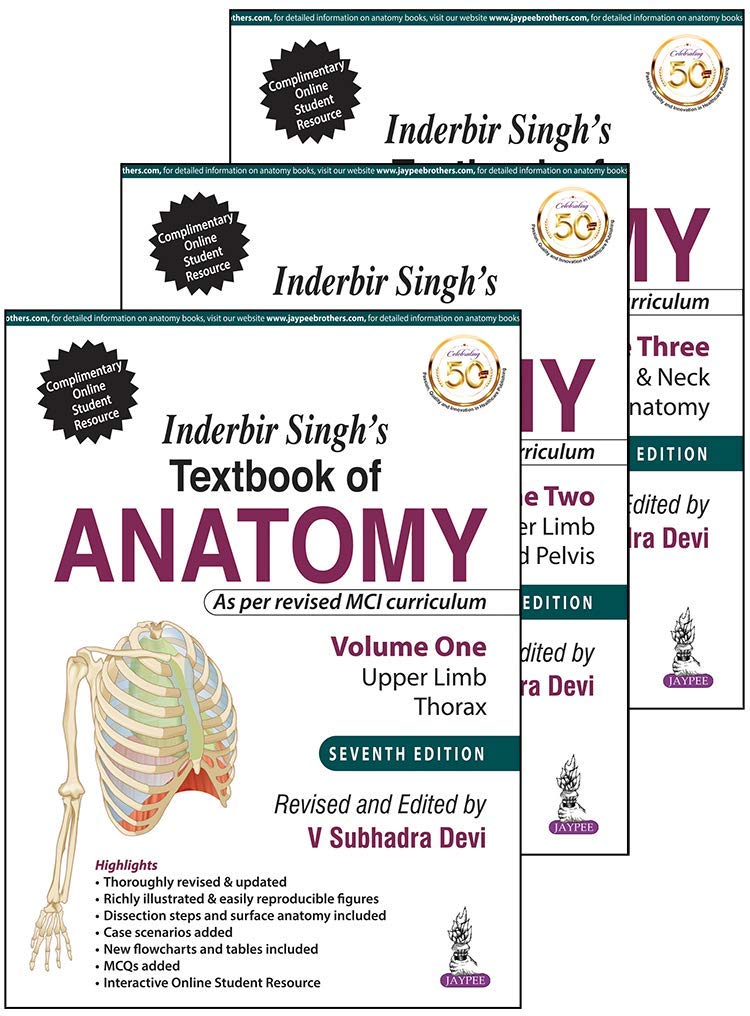 INDERBIR SINGH’S TEXTBOOK OF ANATOMY (3 VOLUMES) 7TH/2022 - V SUBHADRA DEVI