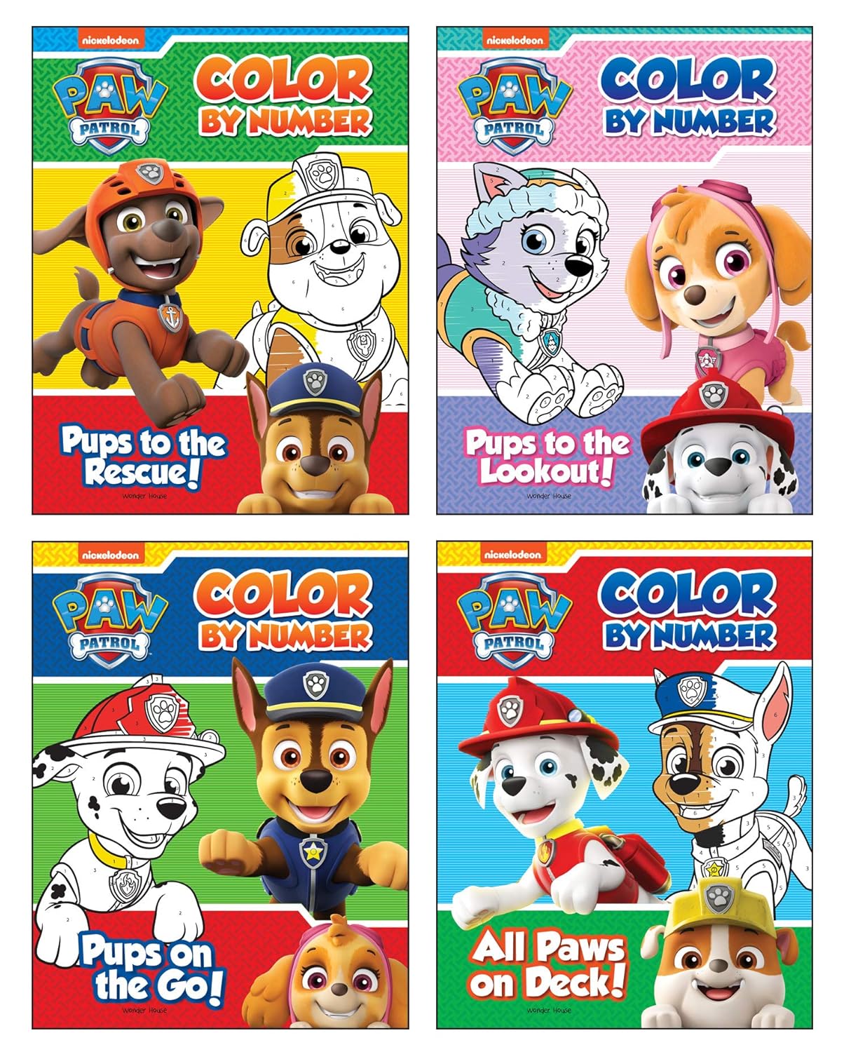 PAW PATROL COLOR BY NUMBER SUPER BOXSET : PACK OF 4 COLORING BOOKS FOR KIDS -  BOOKS