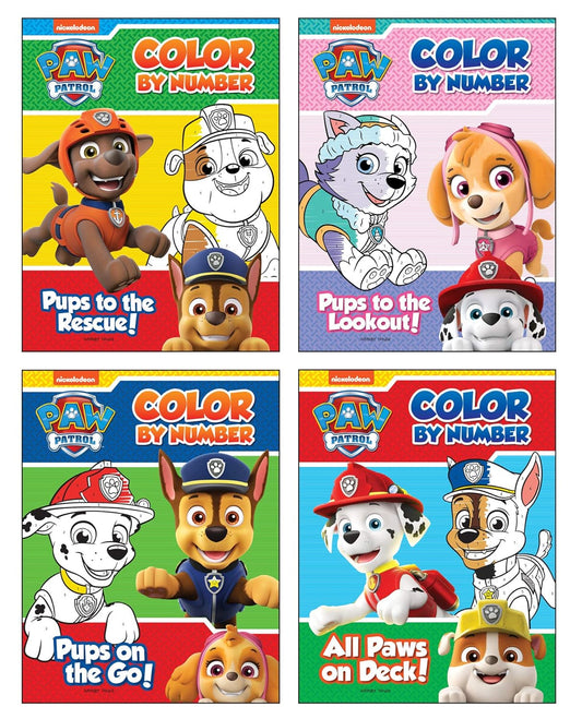 PAW PATROL COLOR BY NUMBER SUPER BOXSET : PACK OF 4 COLORING BOOKS FOR KIDS -  BOOKS