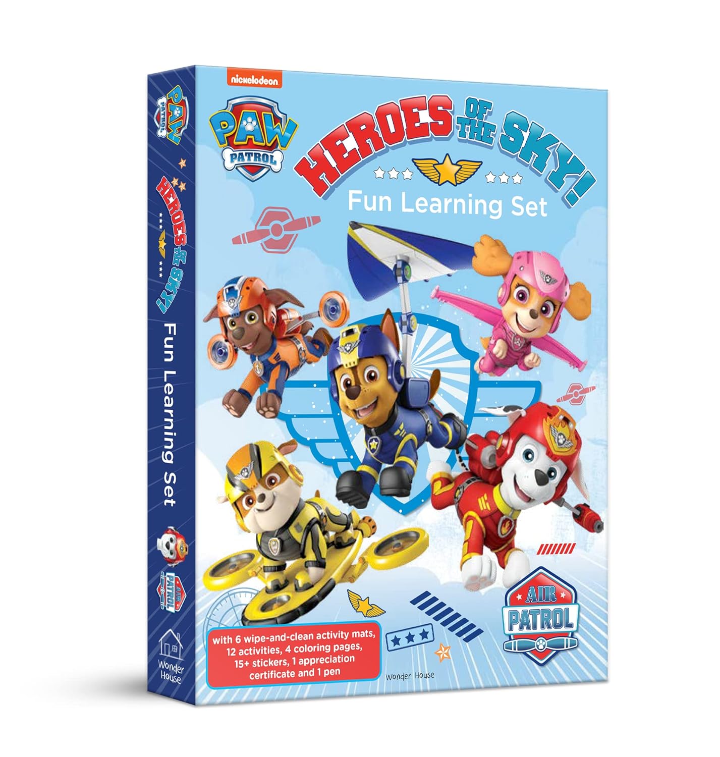 NICKELODEON PAW PATROL - AIR PATROL HEROES OF THE SKY! : FUN LEARNING SET (WITH WIPE AND CLEAN MATS, -  BOOKS