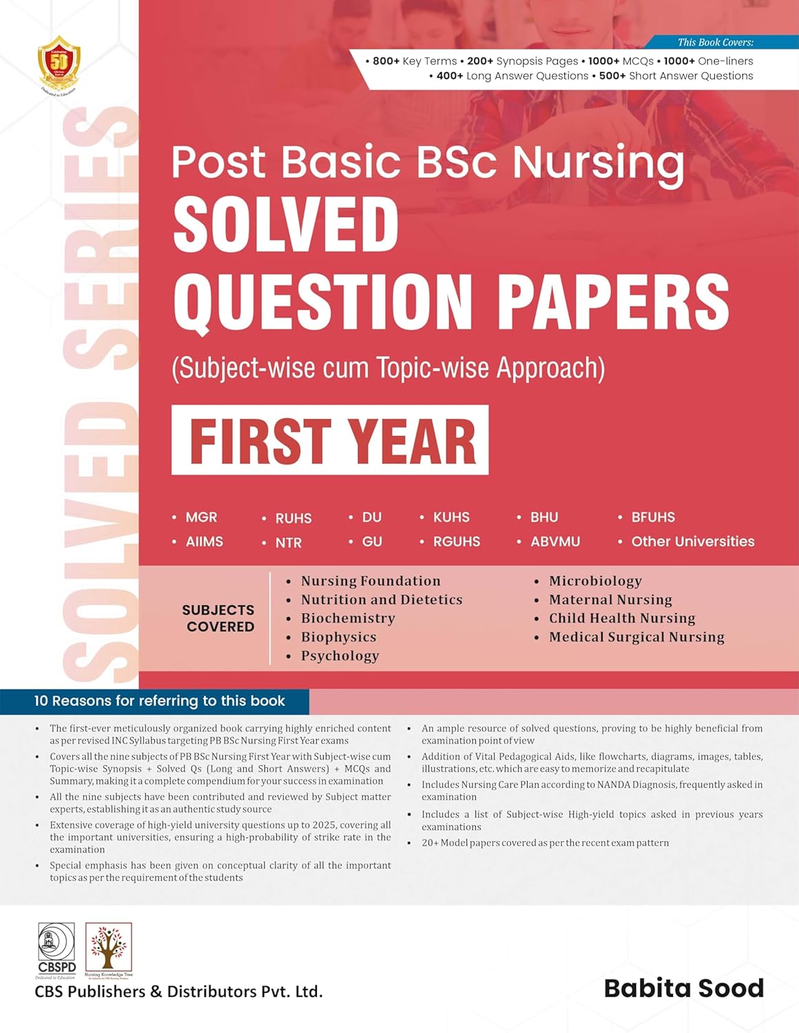POST BASIC BSC NURSING SOLVED QUESTION PAPERS FIRST YEAR 1ST/2025 - BABITA SOOD